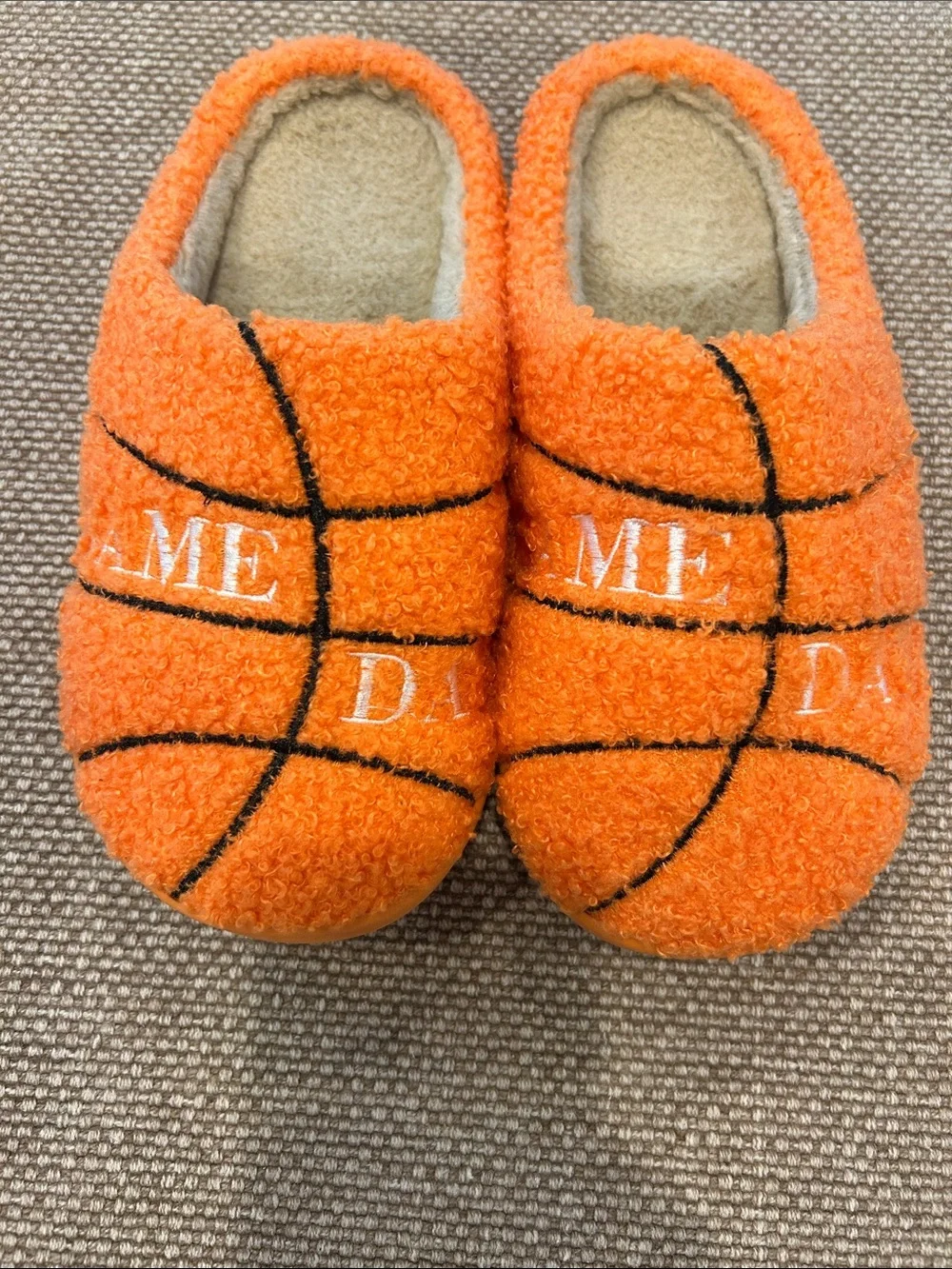 Kids Orange Basketball Sherpa Slippers